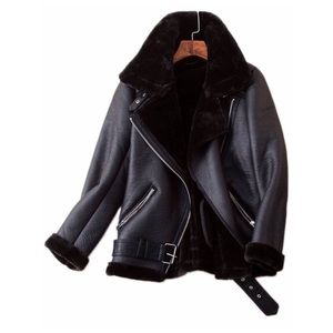 Faux Shearing Moto Jacket Thick - NWT - Large